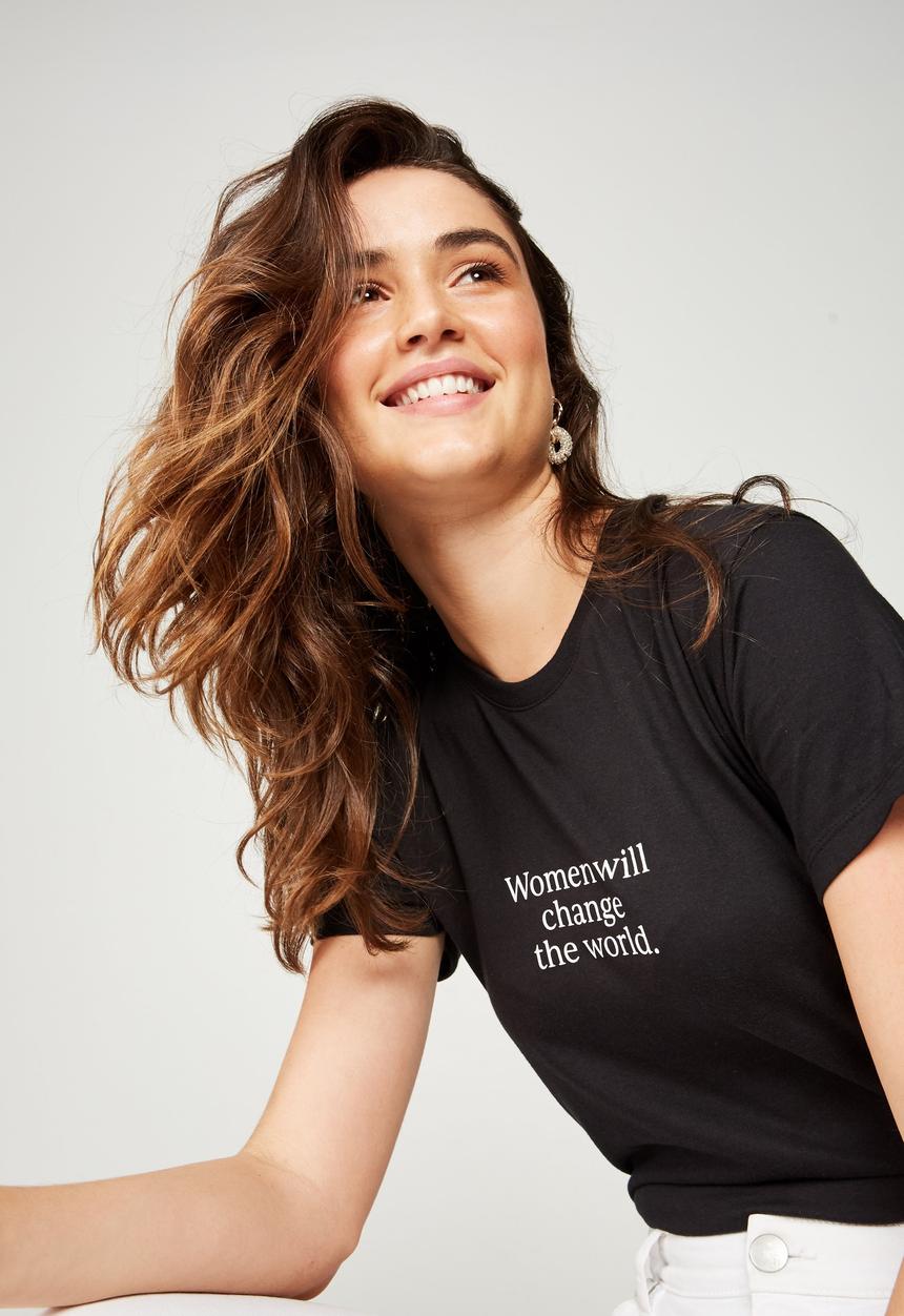 Cotton On - Classic slogan change the world tee  - black