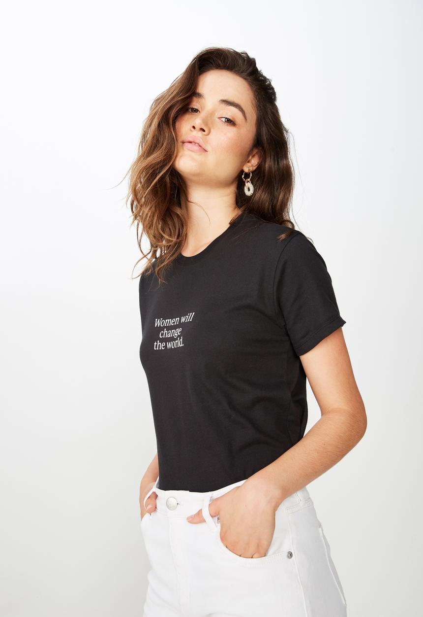 Cotton On - Classic slogan change the world tee  - black