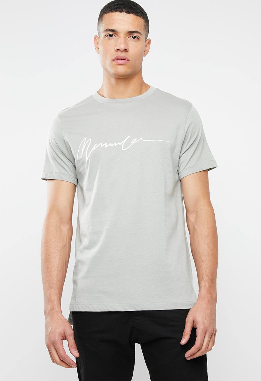 Mennace - Stepped hem puff print signature tee - grey 