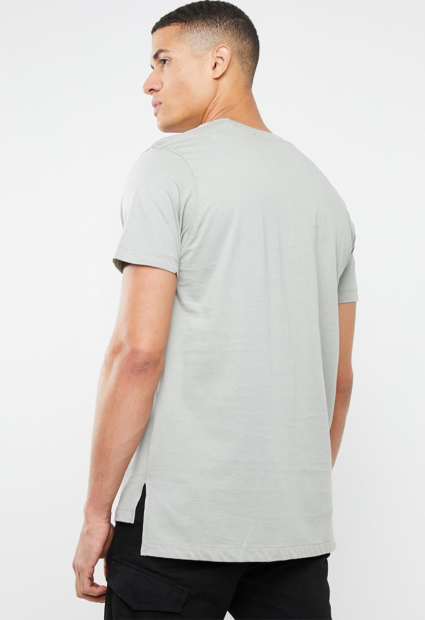 Mennace - Stepped hem puff print signature tee - grey 