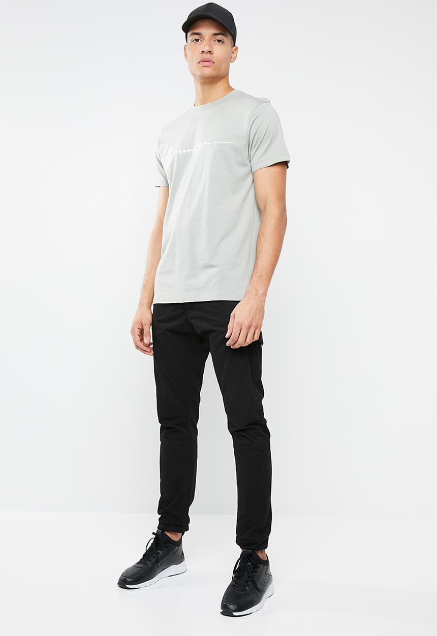 Mennace - Stepped hem puff print signature tee - grey 