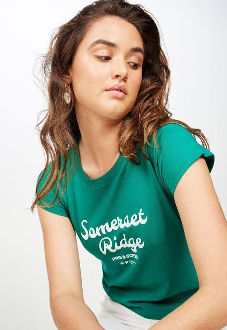 Cotton On - Essential slogan tee - green
