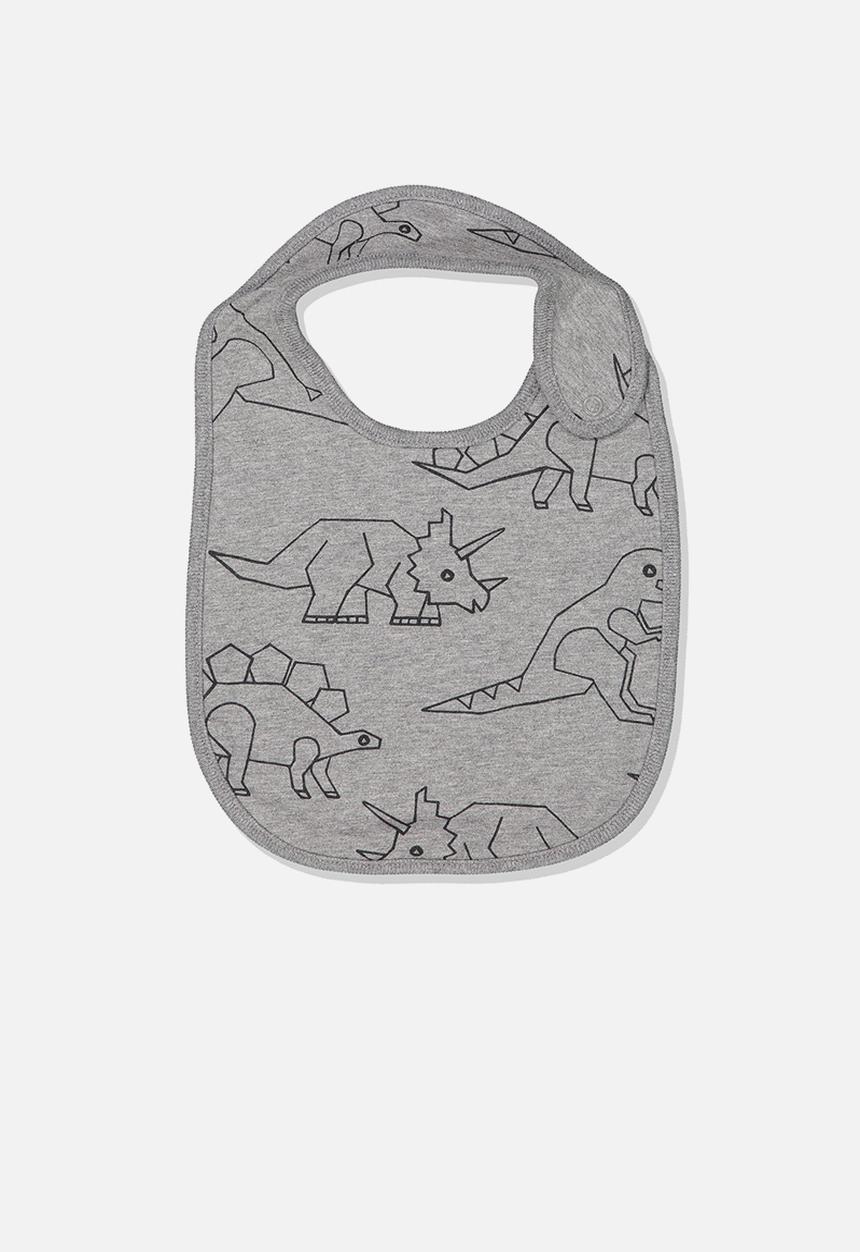 Cotton On - The dinosaur baby bib - grey