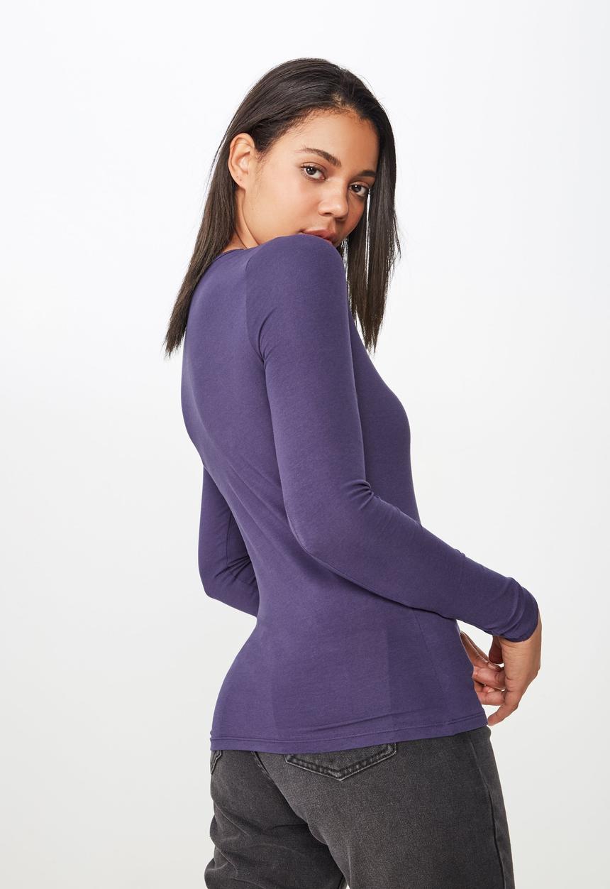 Cotton On - Everyday long sleeve v - purple 