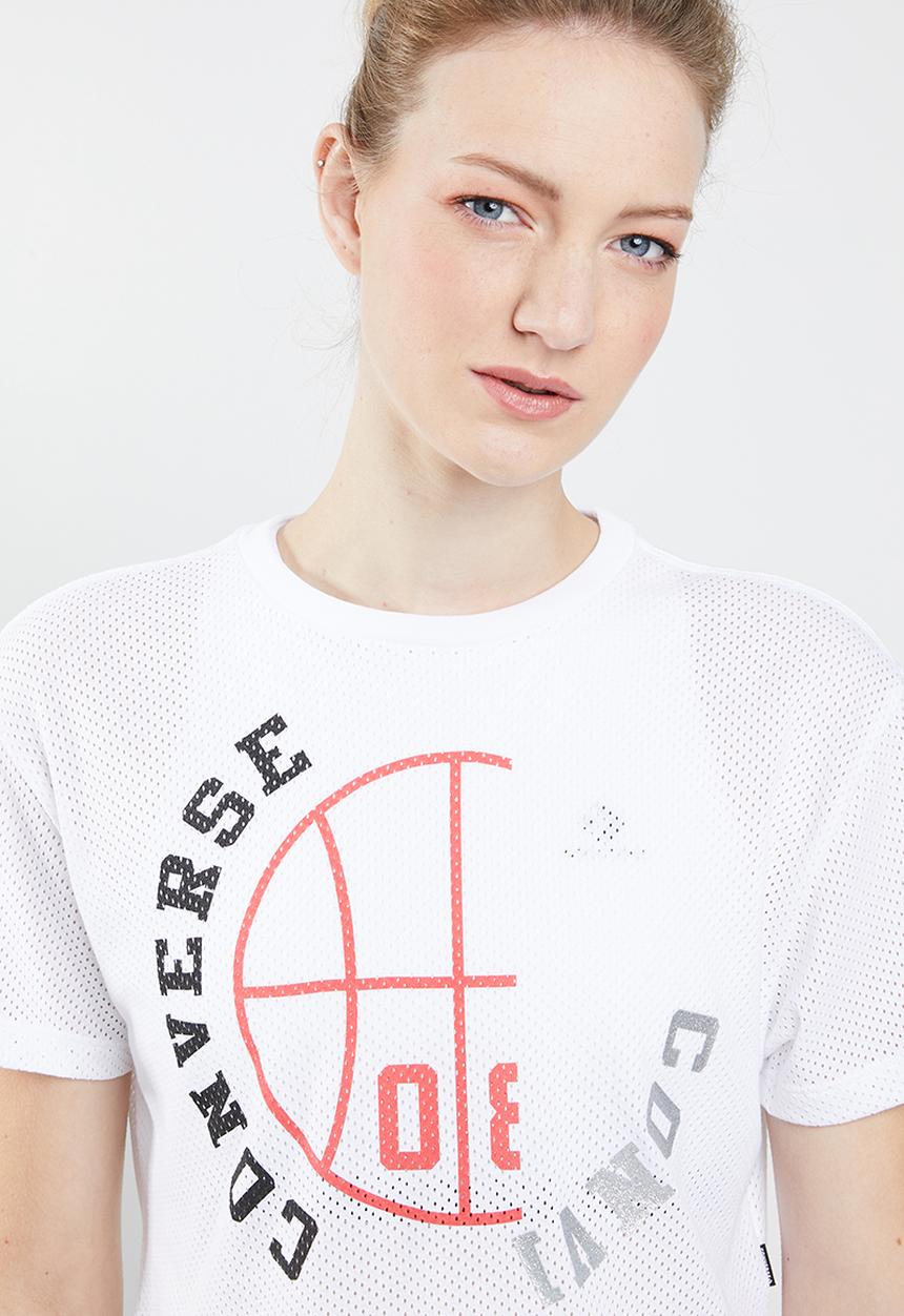 Converse - Converse basketball wordmark mid relaxed tee - white