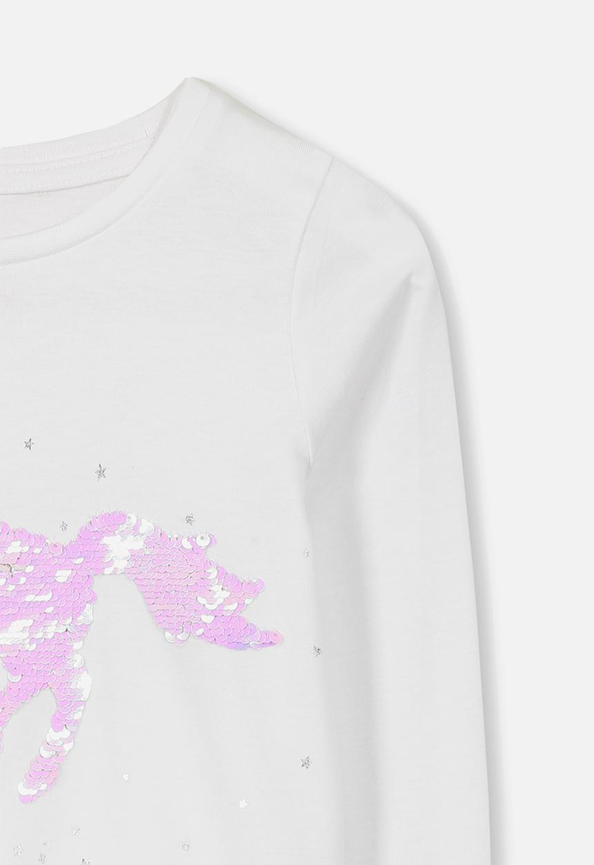 Cotton On - Long sleeve embellished tee - white