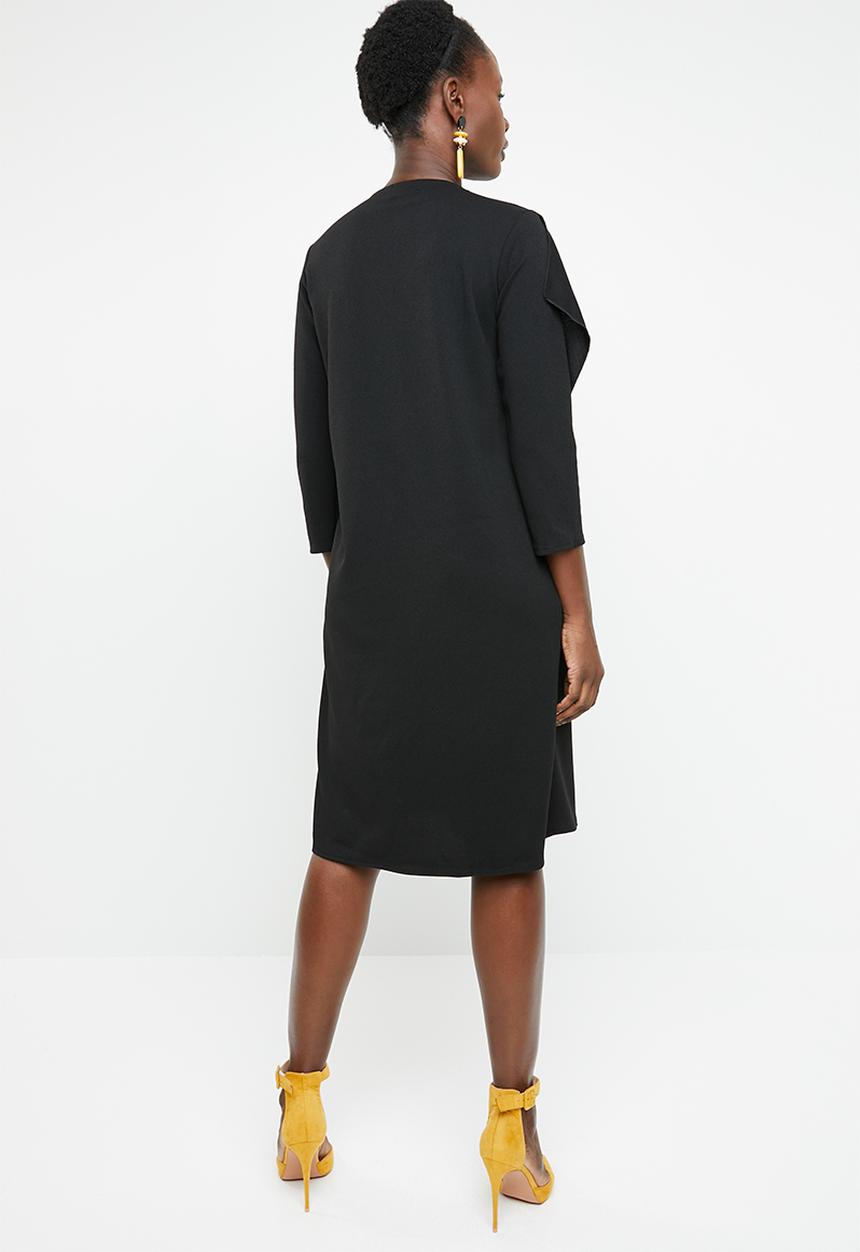 edit - 3/4 Dress with front frill - black