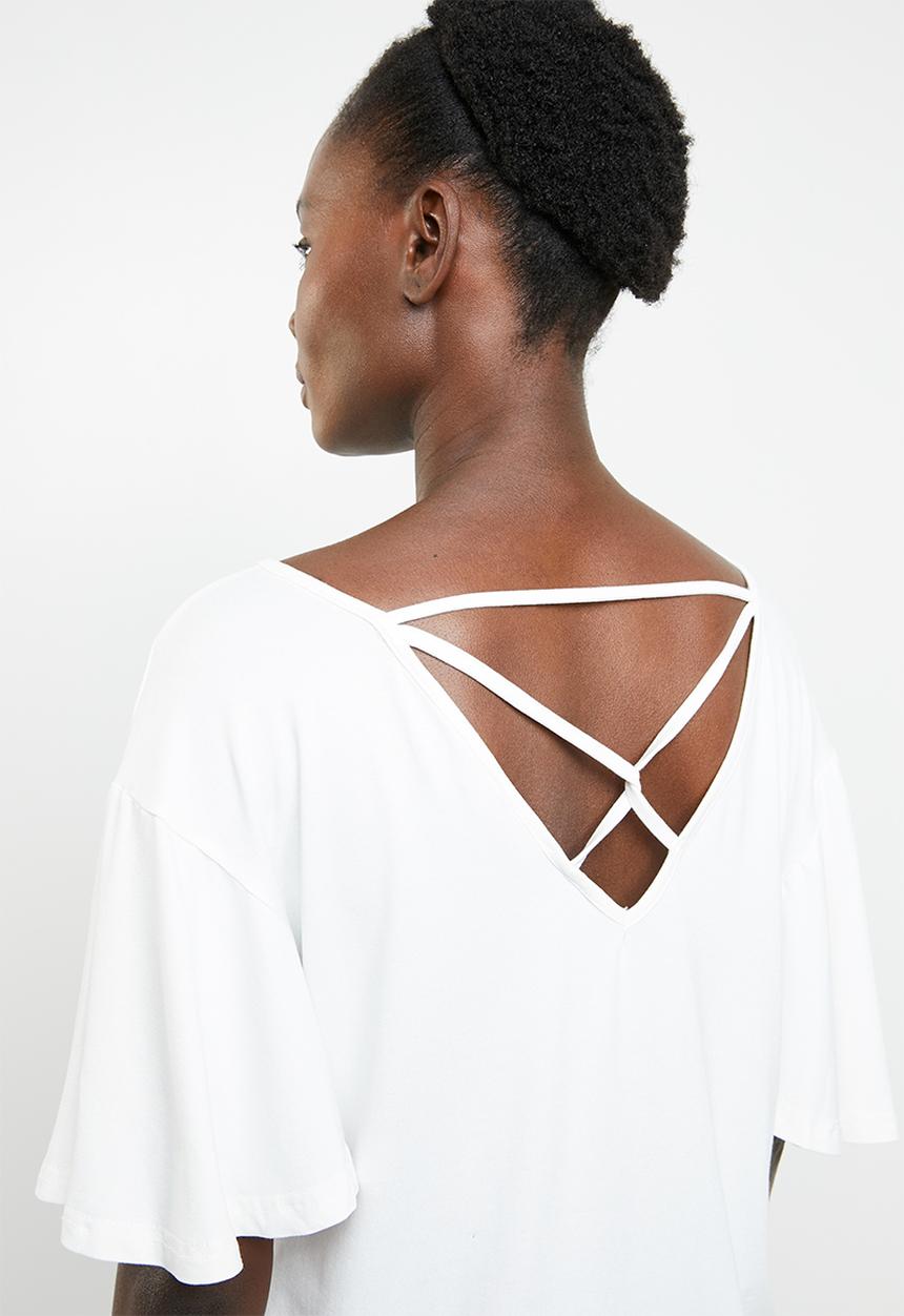 edit - Tee with back detail - white