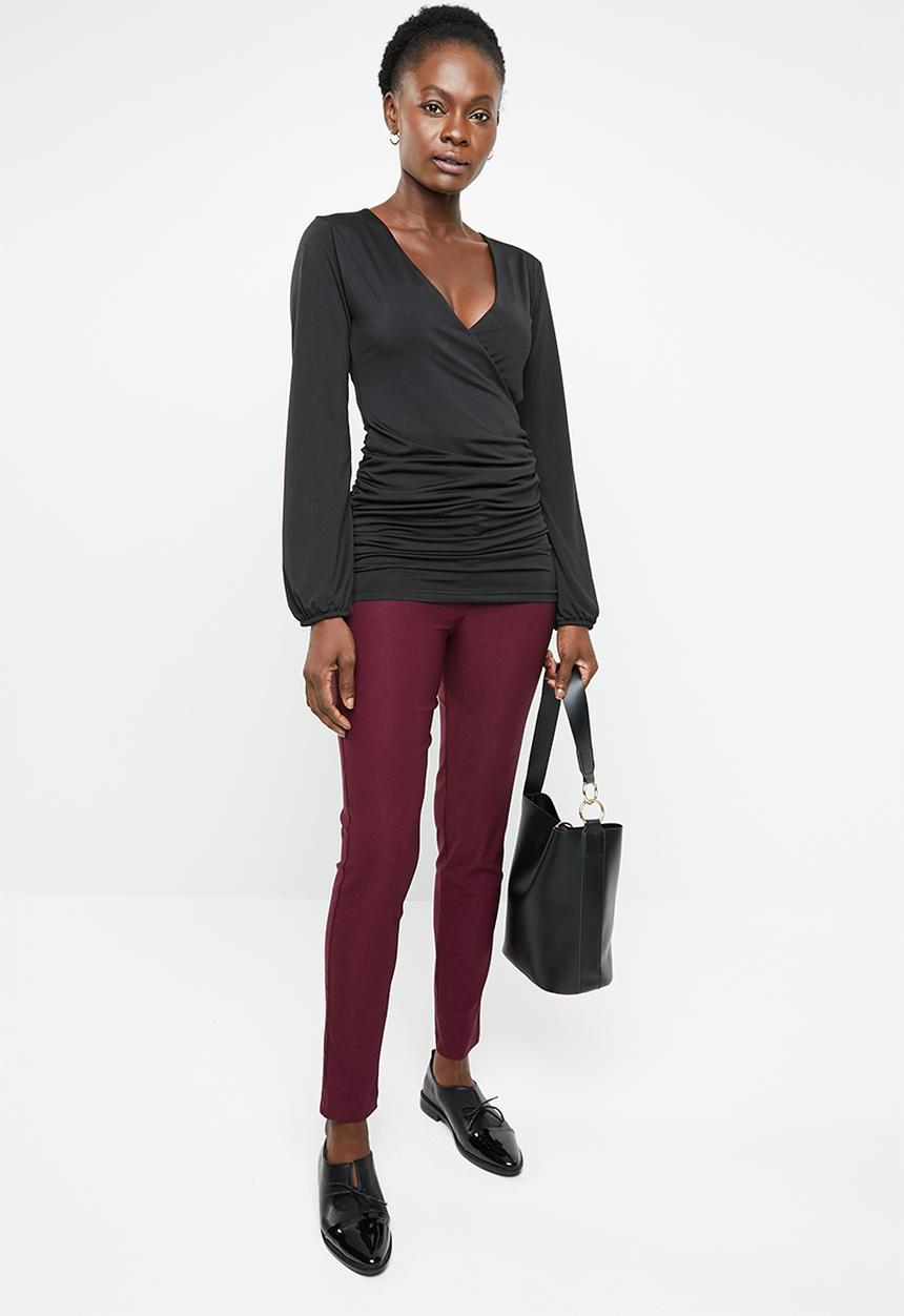 edit - Cross over long sleeve top - black