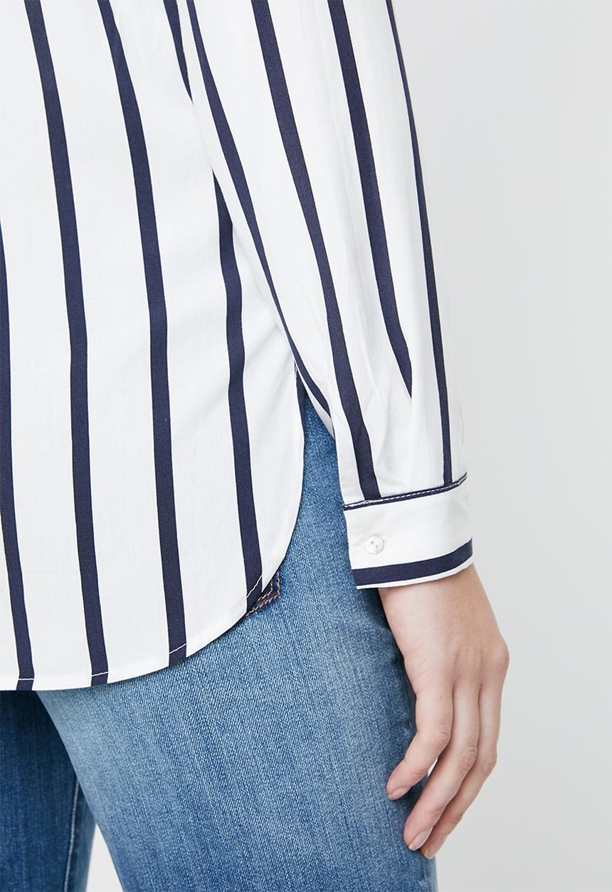 ONLY - Sugar long sleeve shirt - white & navy