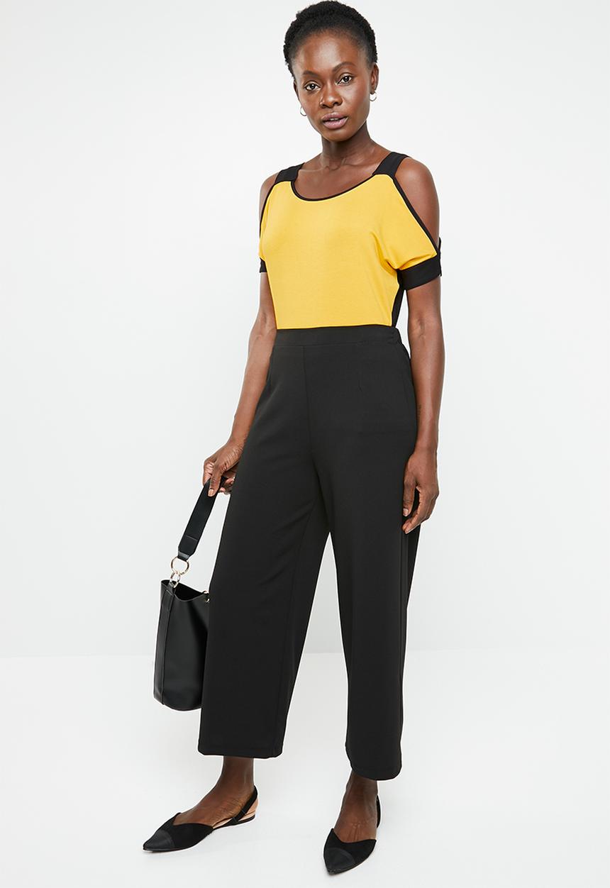 edit - Cold shoulder top - yellow & black