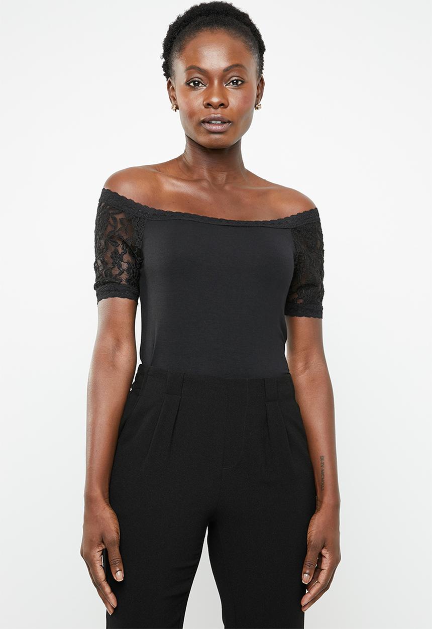 edit - Lace detail T-shirt - black