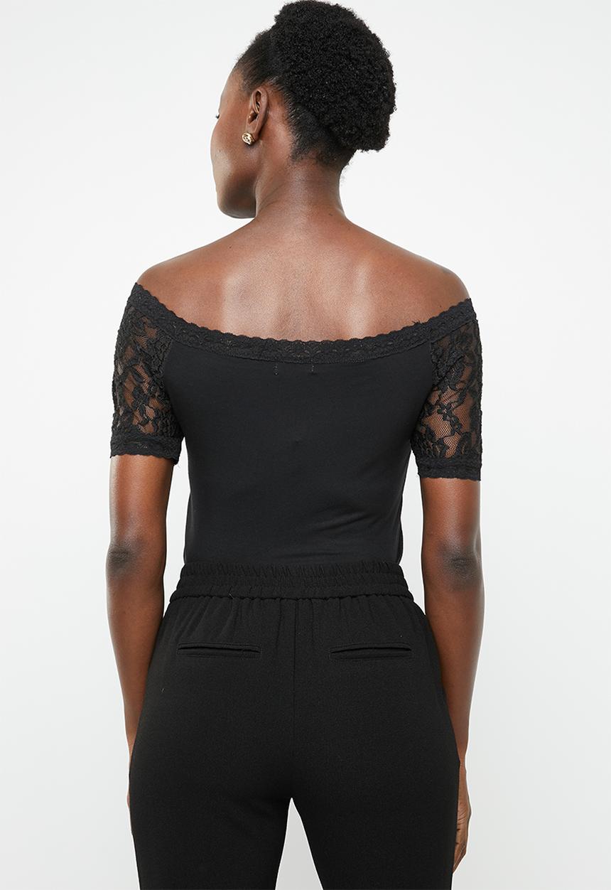 edit - Lace detail T-shirt - black