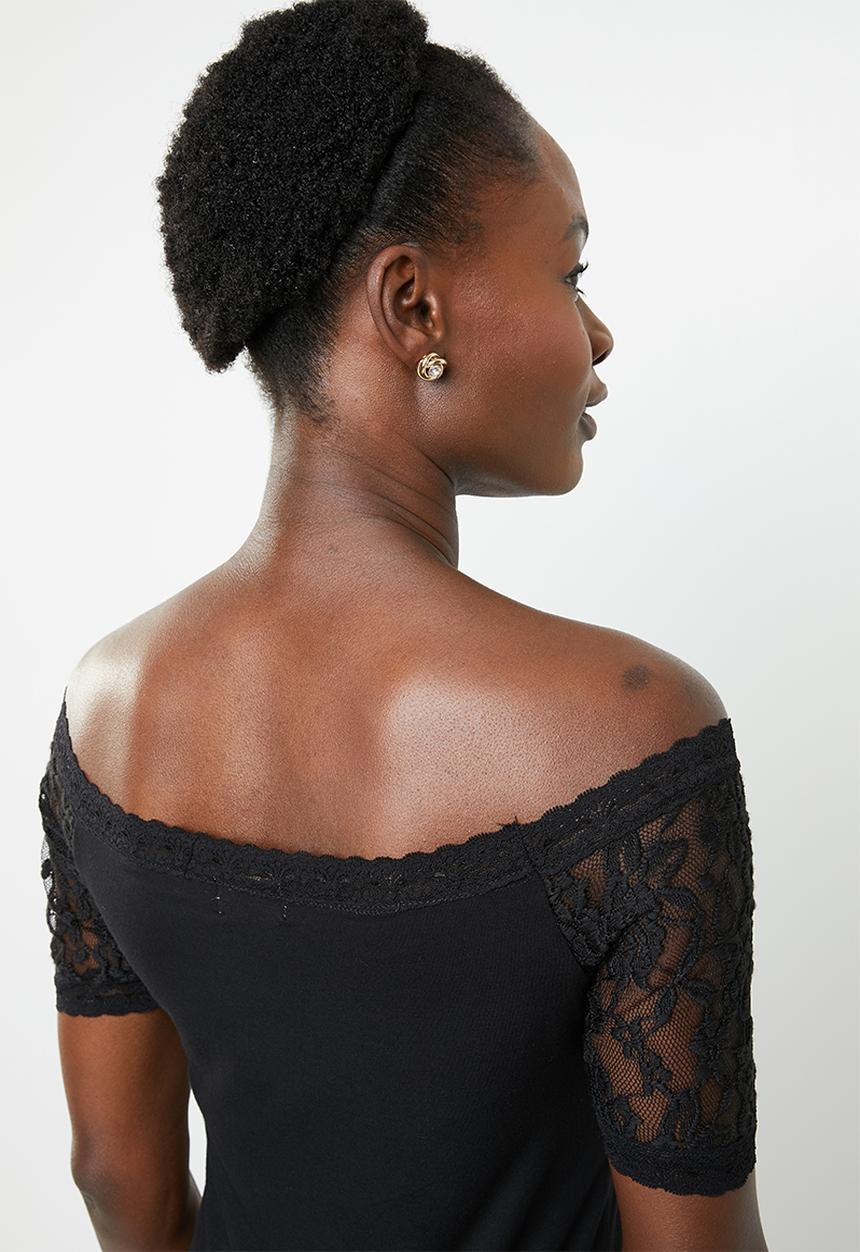 edit - Lace detail T-shirt - black