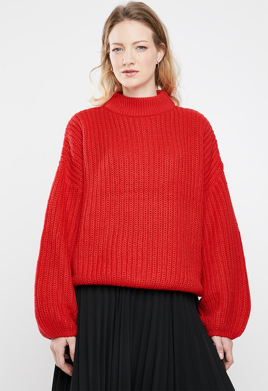 Brave Soul - Oversize bell sleeve jersey - red
