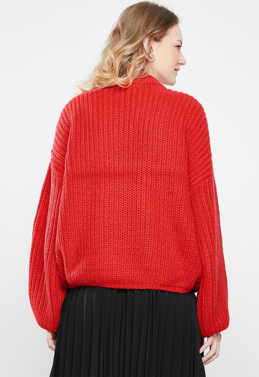 Brave Soul - Oversize bell sleeve jersey - red