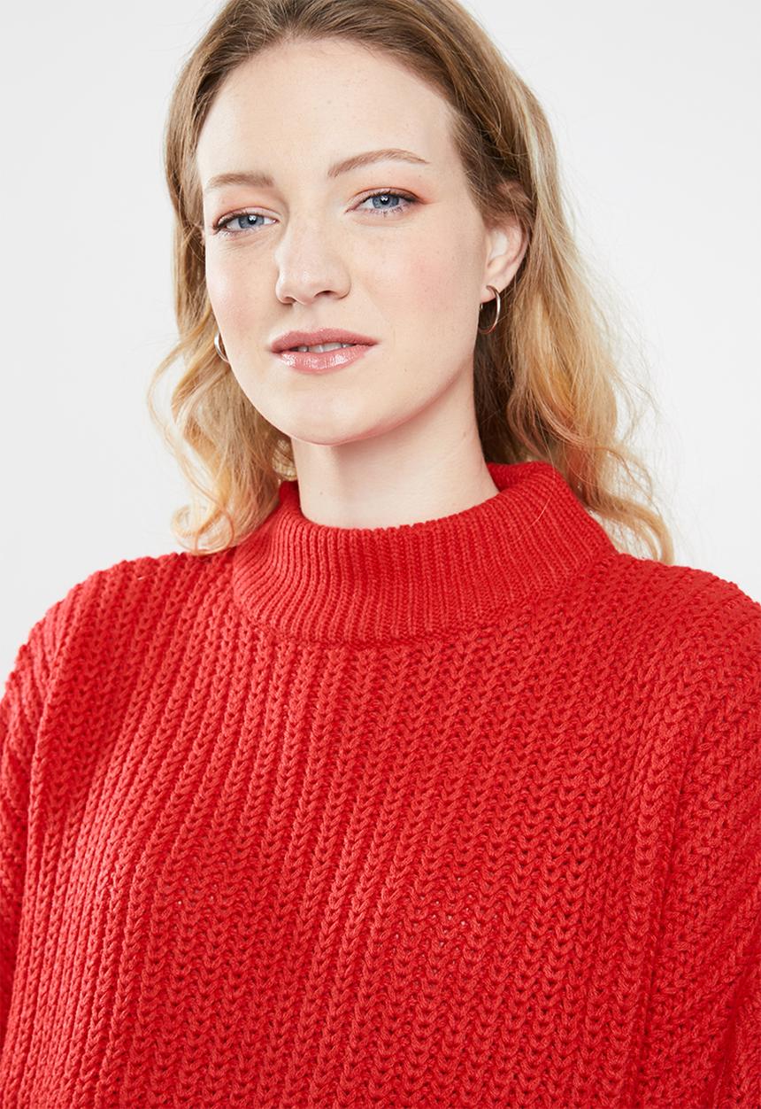 Brave Soul - Oversize bell sleeve jersey - red