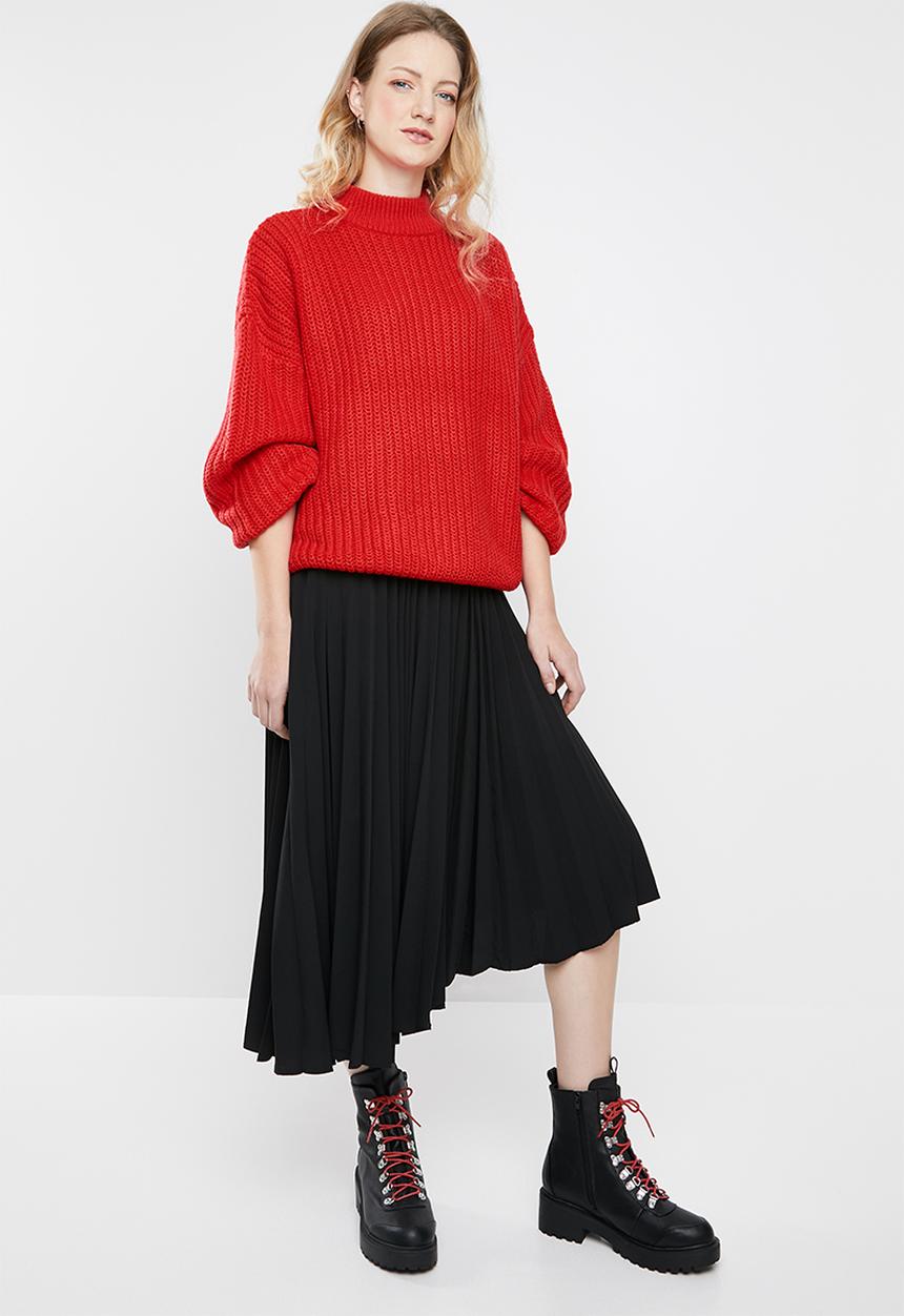 Brave Soul - Oversize bell sleeve jersey - red
