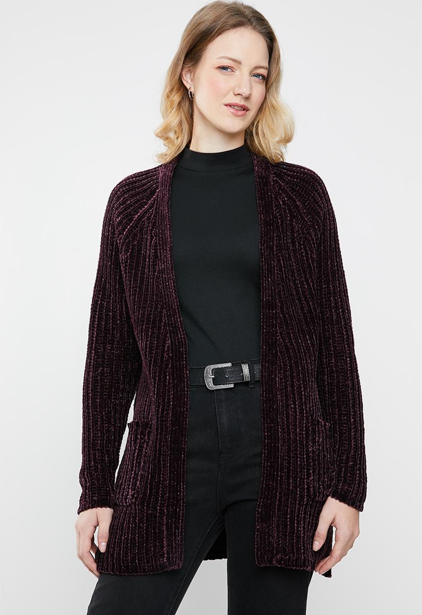 Tokyo Laundry - Adley chenille cardigan - burgundy