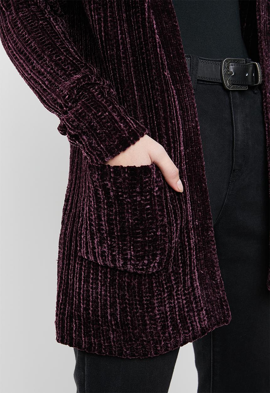 Tokyo Laundry - Adley chenille cardigan - burgundy