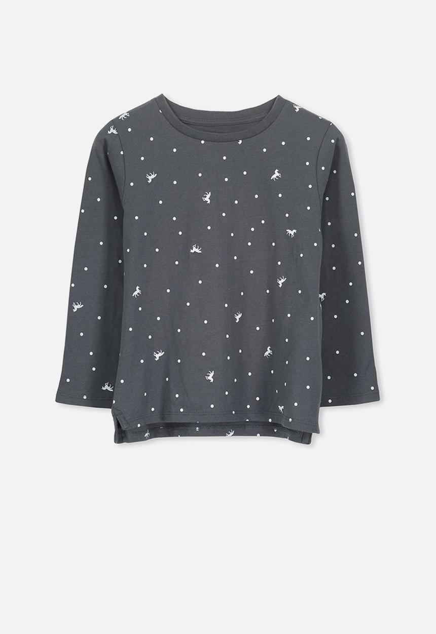 Cotton On - Penelope unicorn spot long sleeve tee - grey