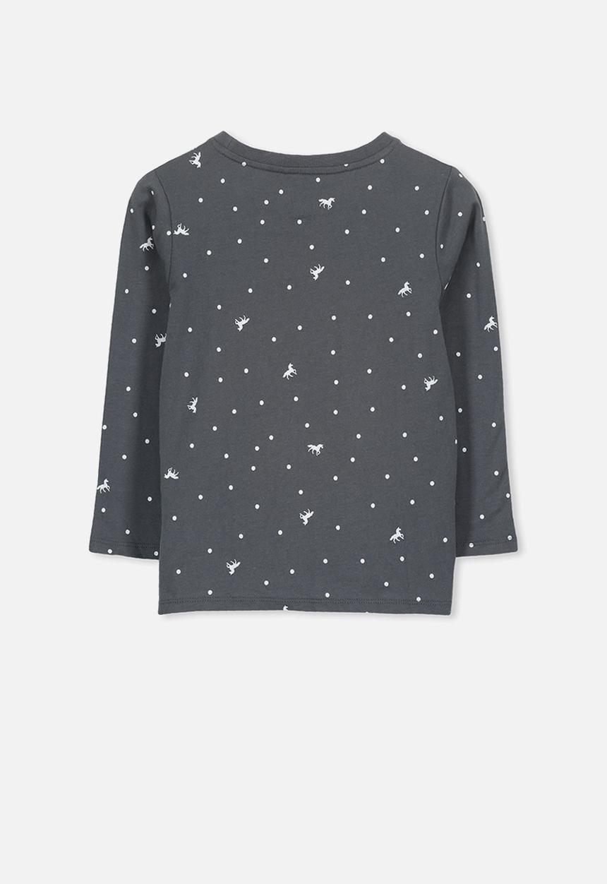 Cotton On - Penelope unicorn spot long sleeve tee - grey