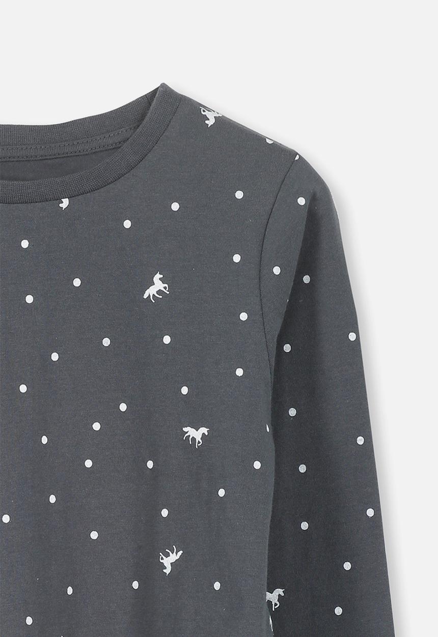 Cotton On - Penelope unicorn spot long sleeve tee - grey