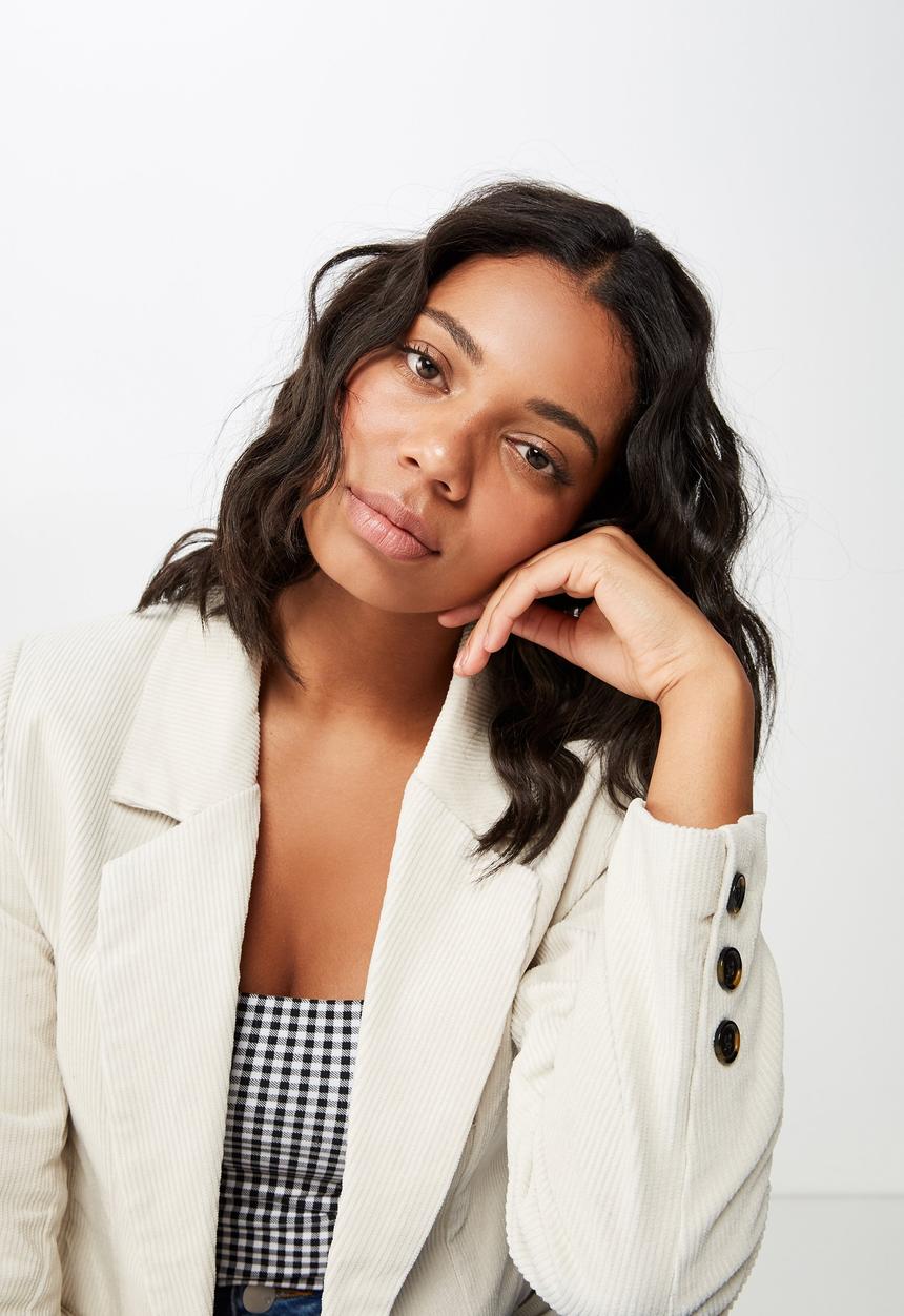 Cotton On - Carrie cord blazer  - cream 