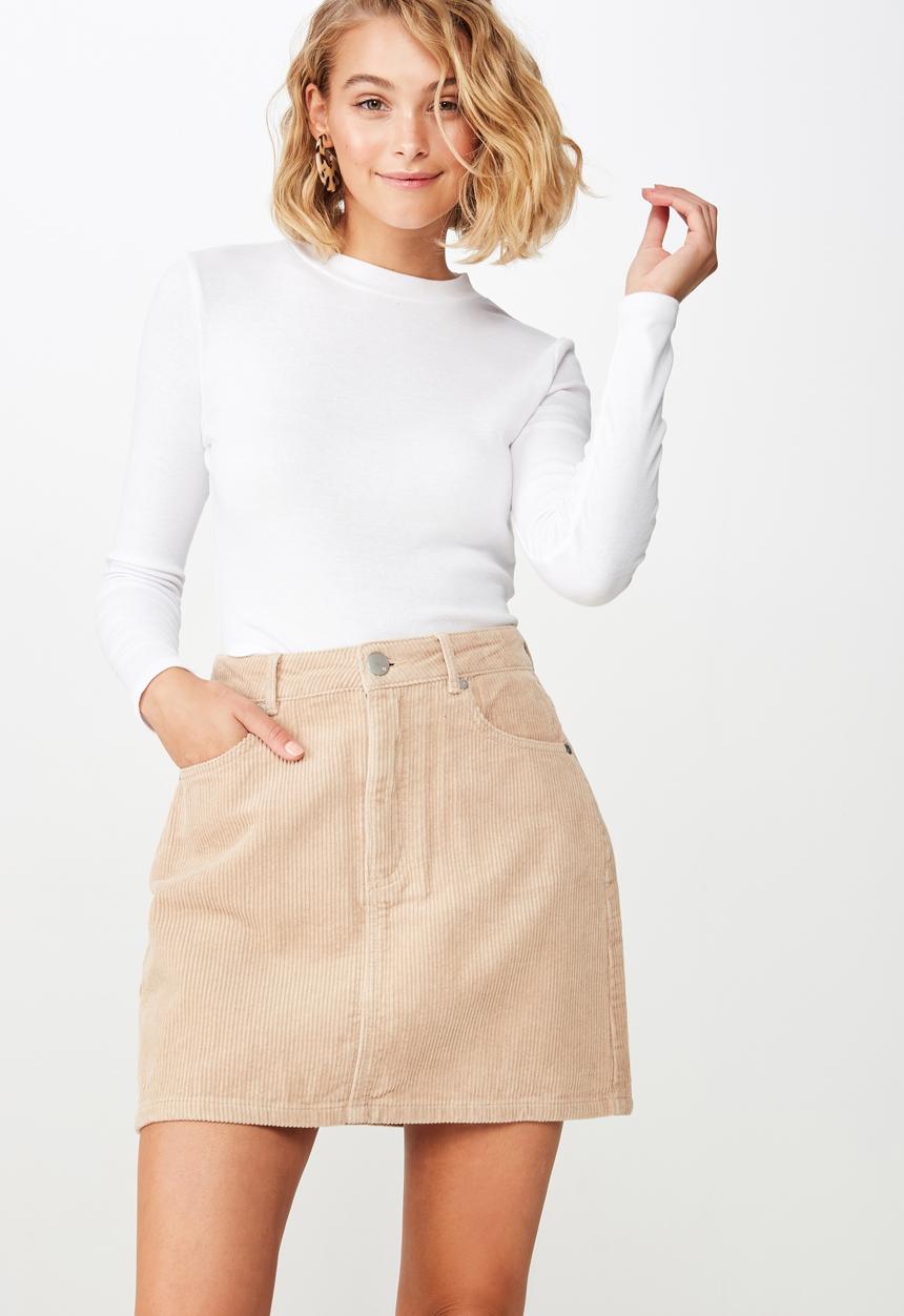 Cotton On - Woven havana cord mini skirt  - brown