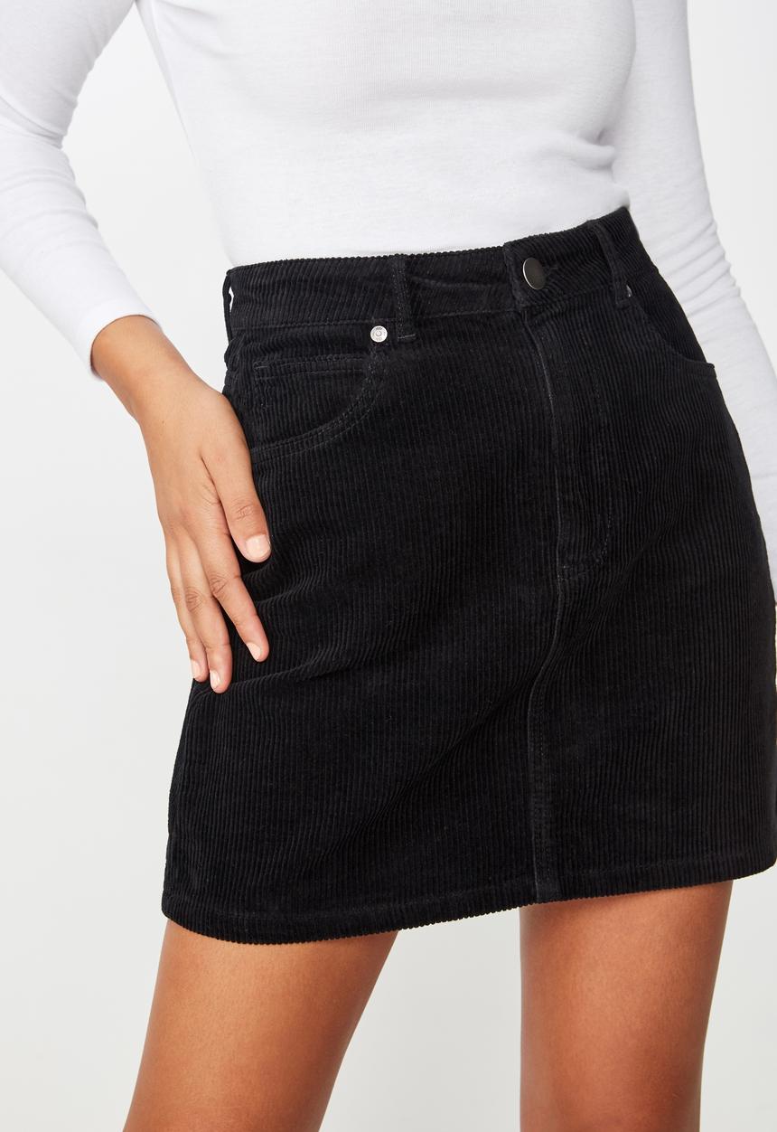Cotton On - Woven havana cord mini skirt  - black