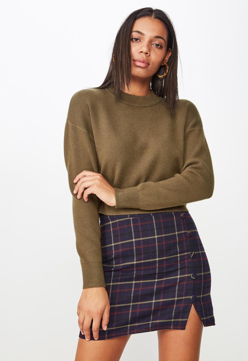Cotton On - Woven evie button mini skirt  - navy