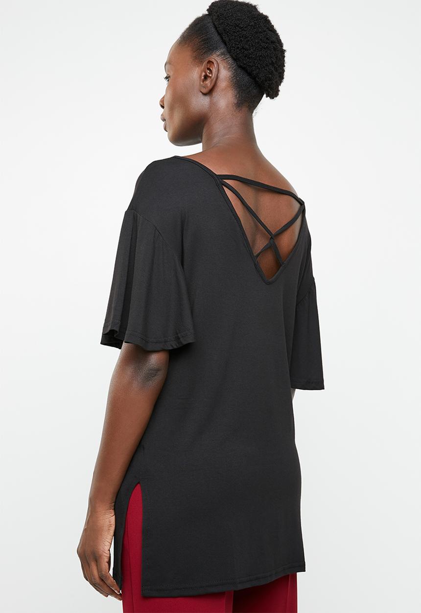 edit - Tee with back detail - black