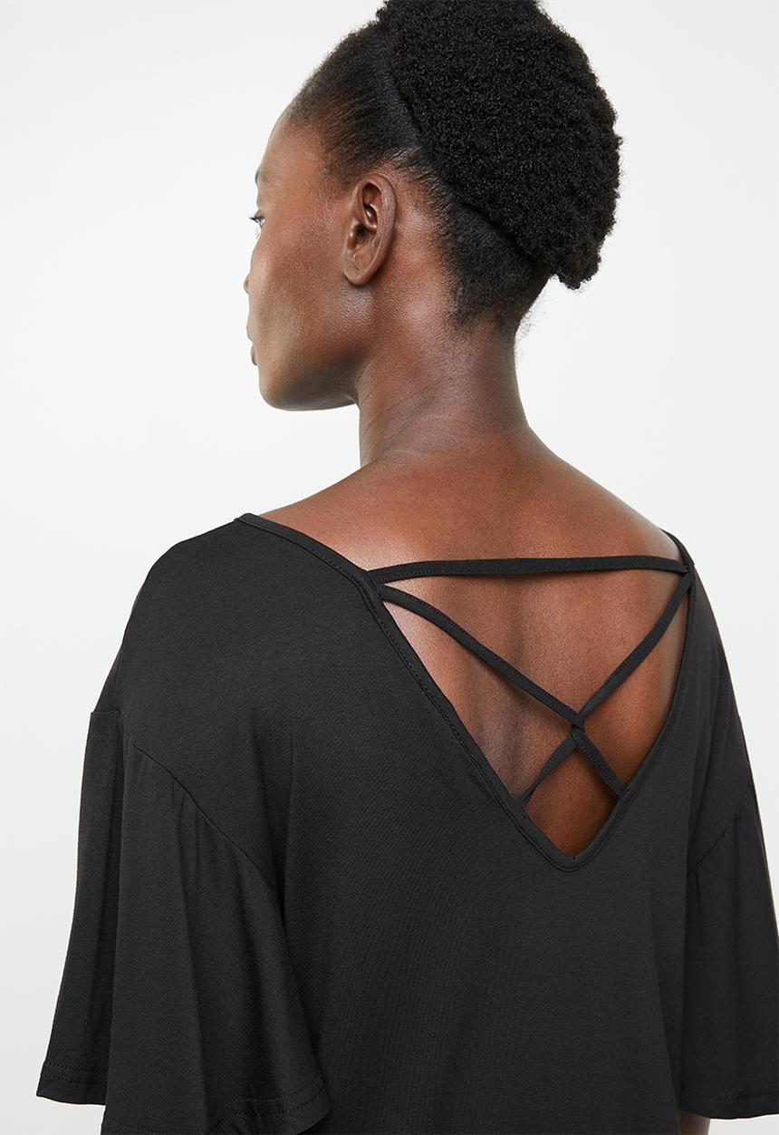 edit - Tee with back detail - black
