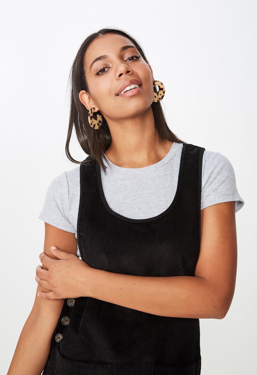 Cotton On - Woven ava cord pinafore  - black