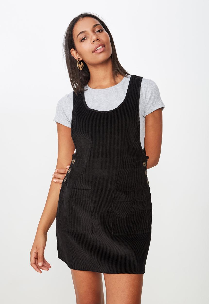 Cotton On - Woven ava cord pinafore  - black