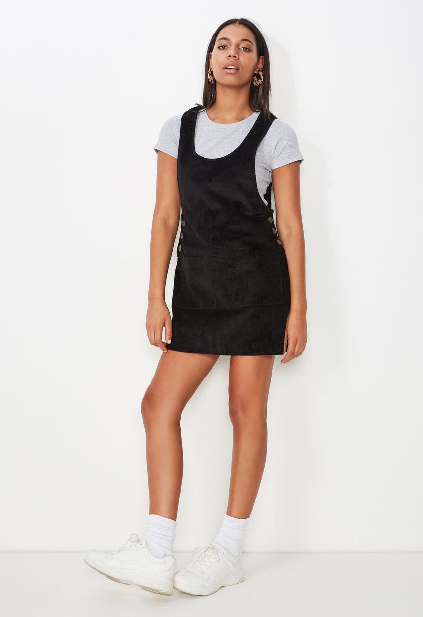 Cotton On - Woven ava cord pinafore  - black