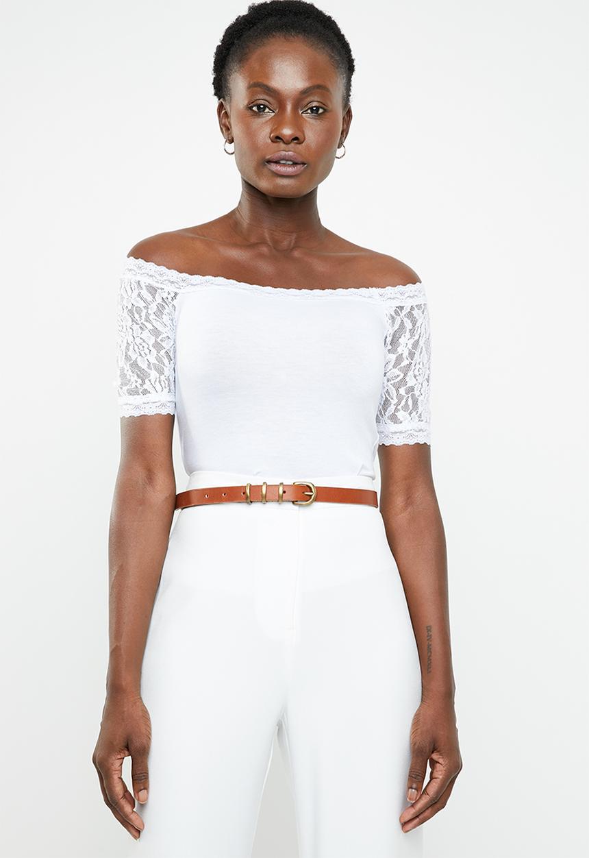 edit - Lace detail T-shirt - white