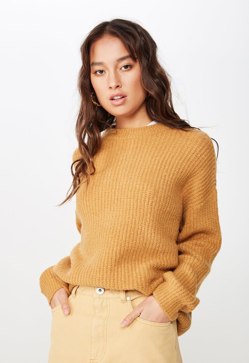 Cotton On - Millie cosy crew neck pullover  - brown