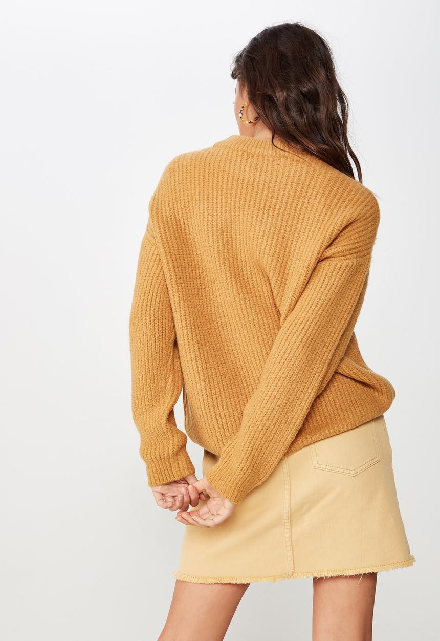 Cotton On - Millie cosy crew neck pullover  - brown