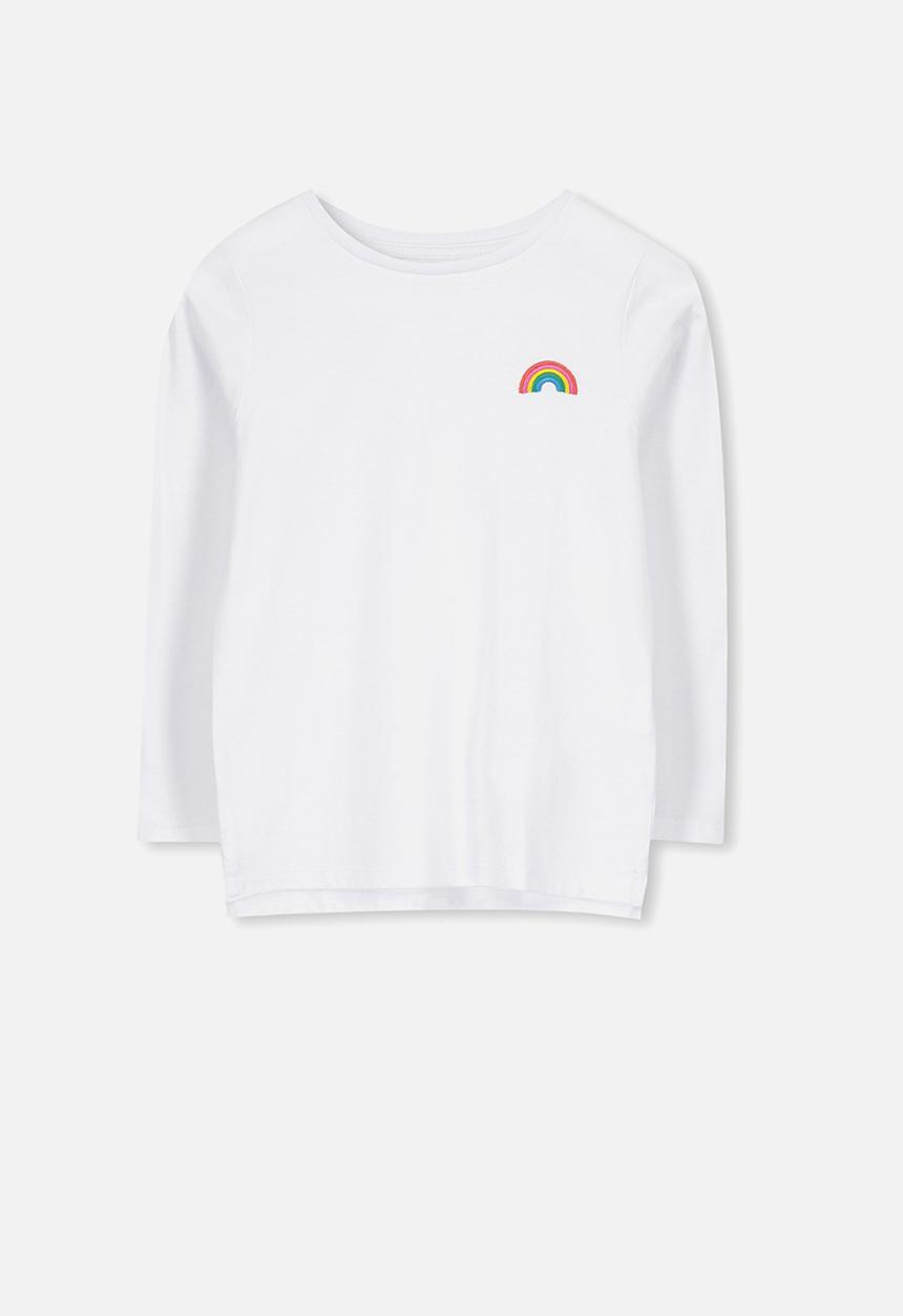 Cotton On - Penelope rainbow badge long sleeve tee - white 