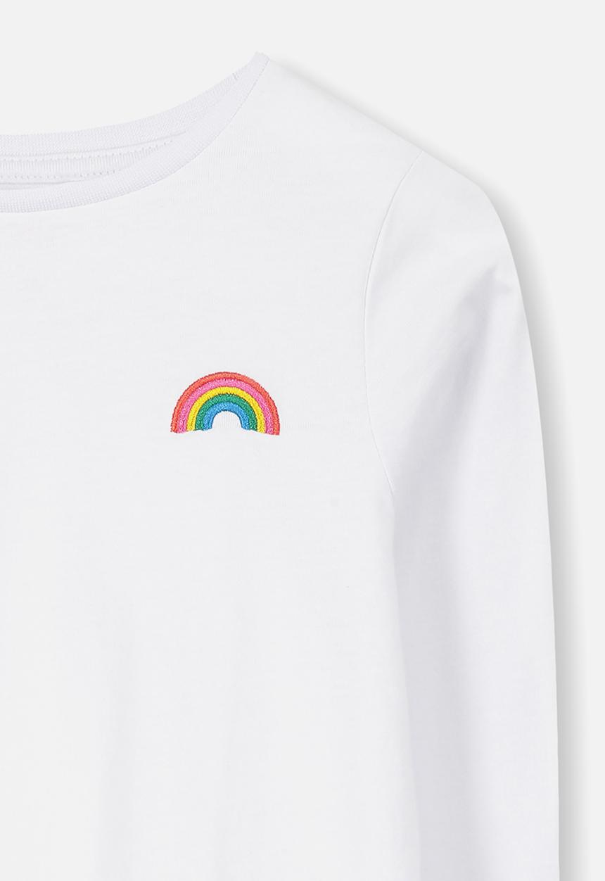 Cotton On - Penelope rainbow badge long sleeve tee - white 