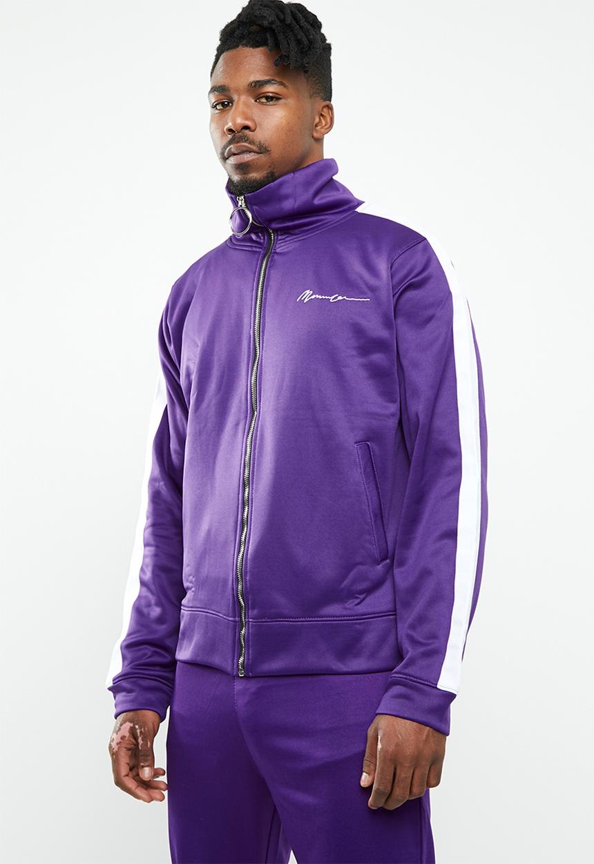 Mennace - Tricot knit zip-through track top - purple