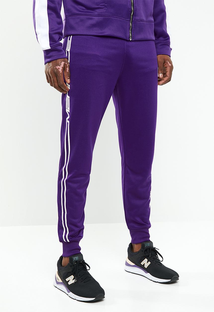 Mennace - Tricot knit Mennace race stripe tracksuit bottoms - purple