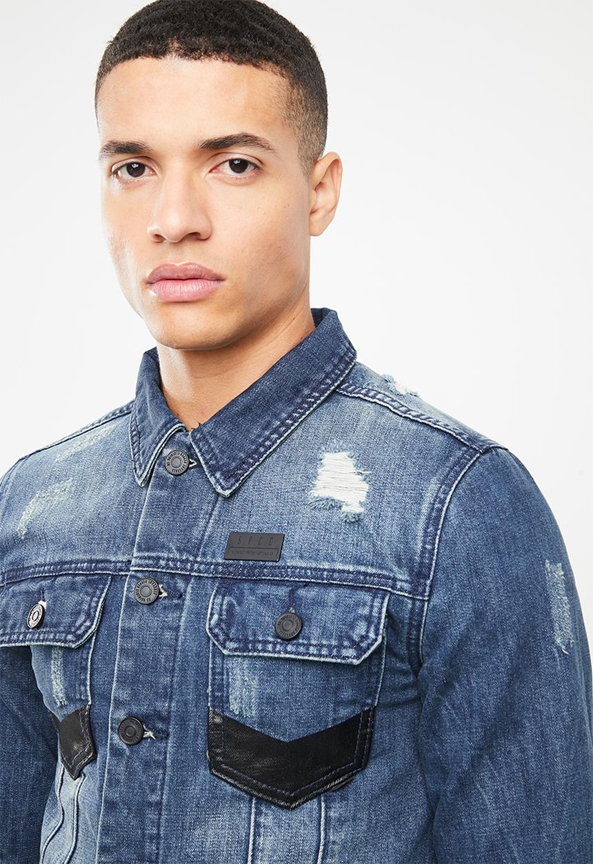 S.P.C.C - Printed pocket denim jacket - blue