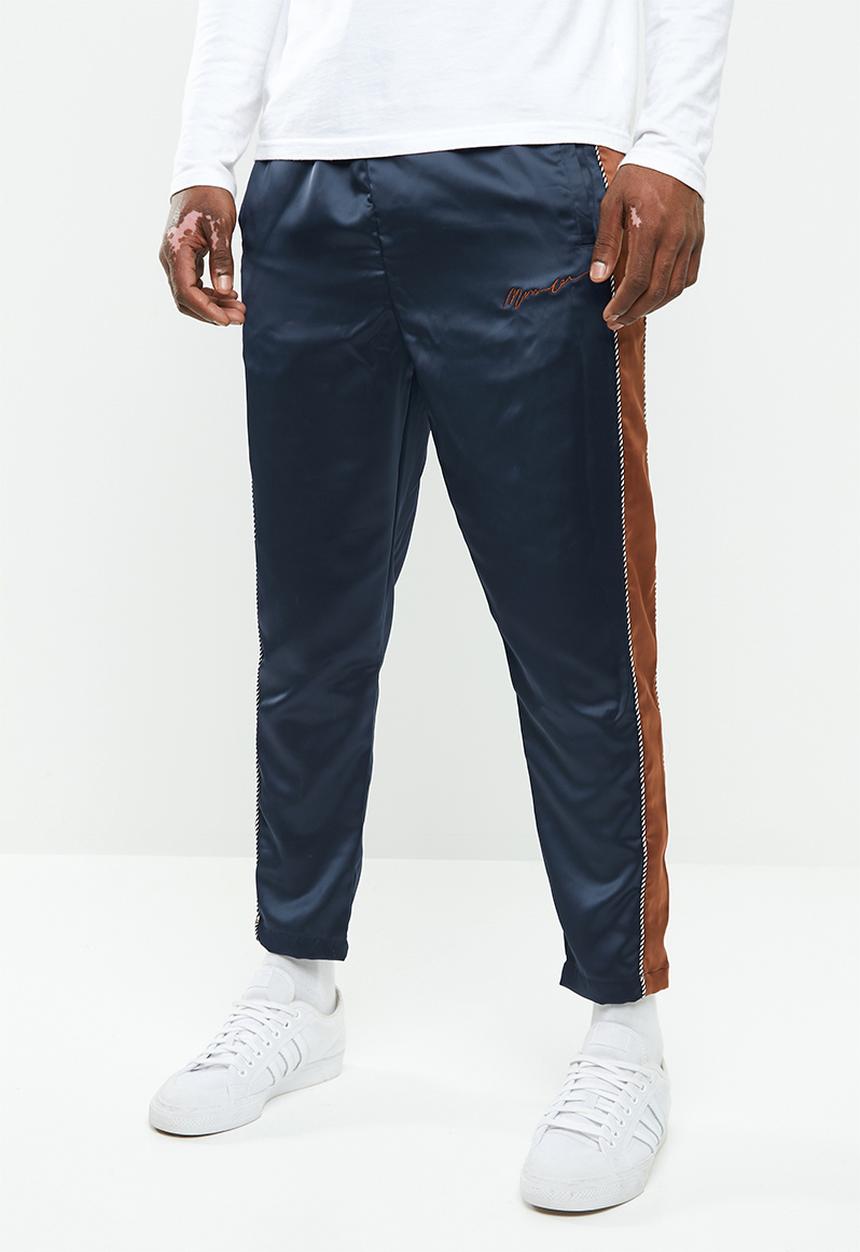 Mennace - Sateen track bottom - navy & brown 