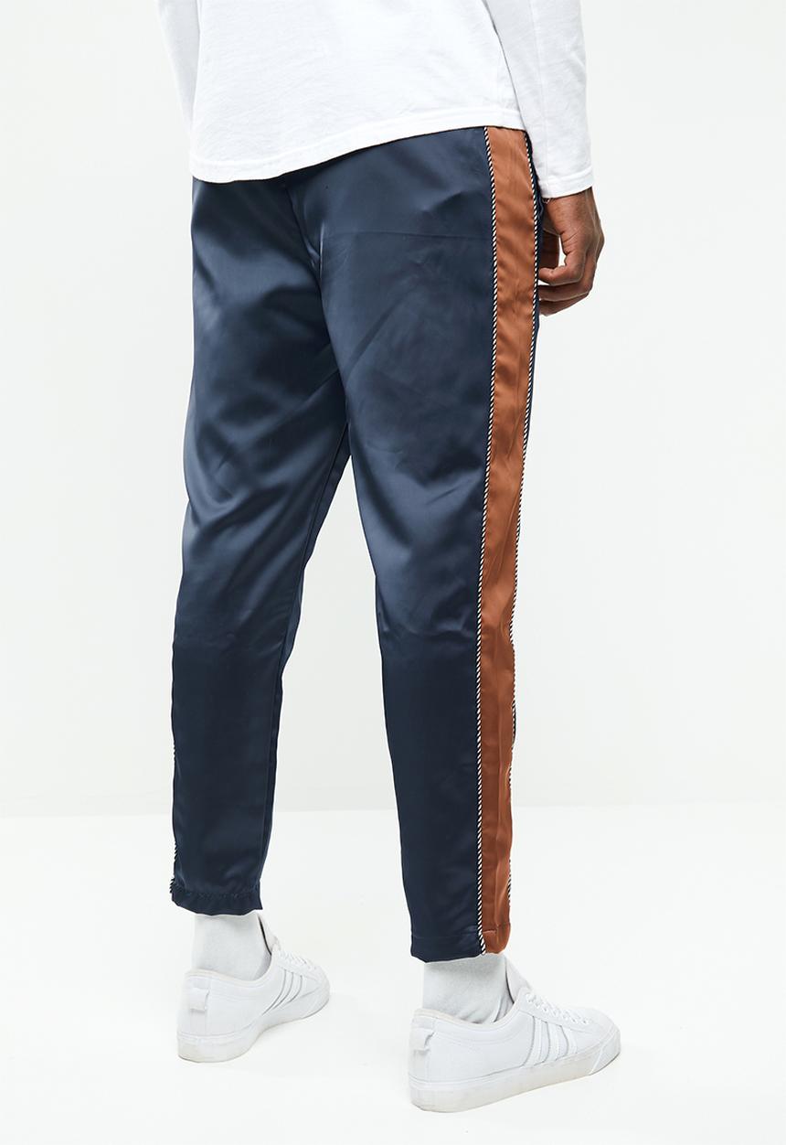 Mennace - Sateen track bottom - navy & brown 