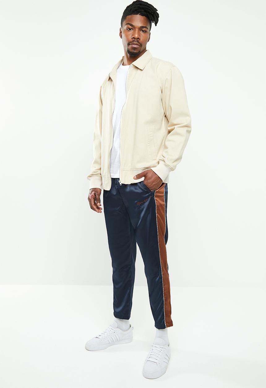 Mennace - Sateen track bottom - navy & brown 
