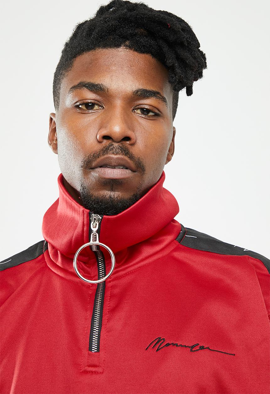 Mennace - Relaxed tricot knit half-zip track top - red