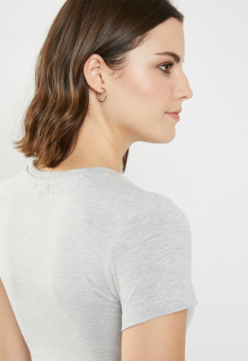 POLO - Alana printed tee - light grey