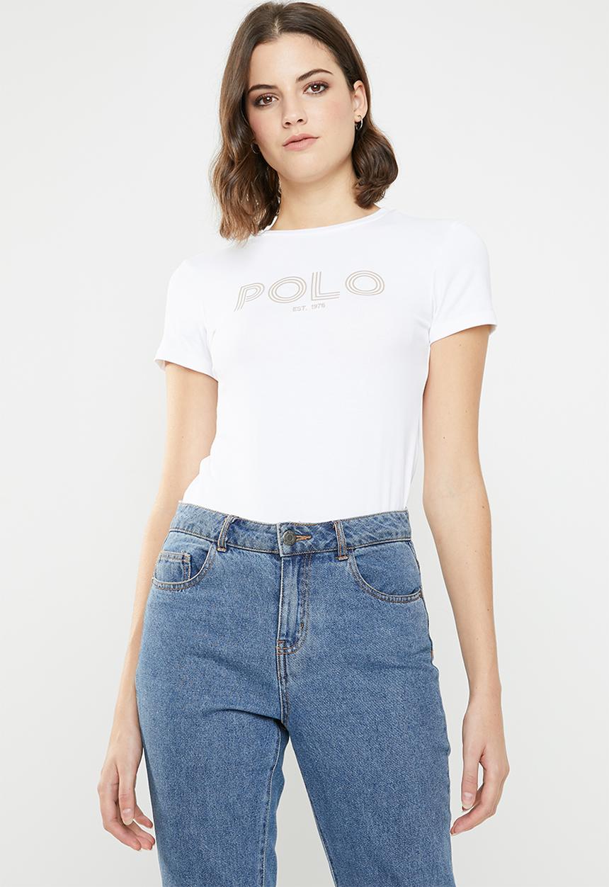 POLO - Alana printed tee - white